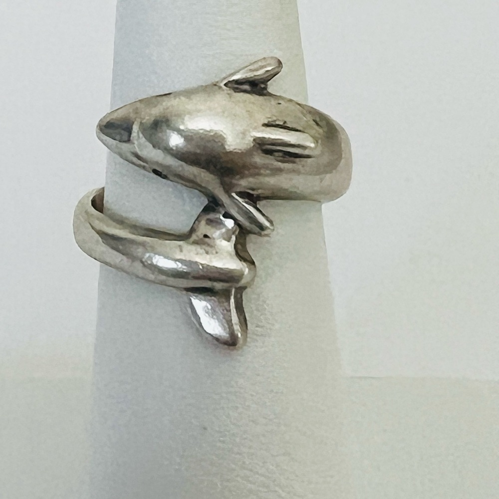 Sterling Silver Dolphin Wrap Ring size 6